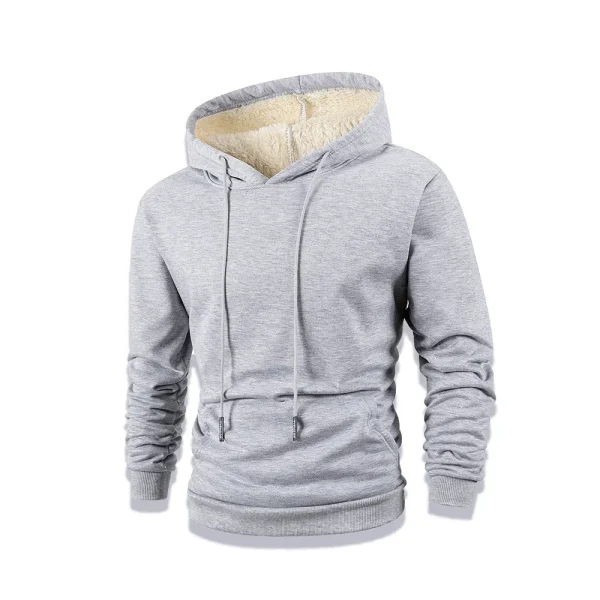 Uomo Nuovo Inverno Caldo Foderato In Pile Con Cappuccio Spessore Girocollo Solido Pullover di Base Felpa Termica Comf Streatwear Top Abbigliamento 5