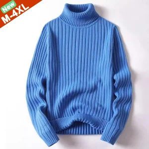 Maglione da uomo dolcevita pullover maschile maglione solido addensare autunno inverno taglie forti 3XL 4XL collo alto abbigliamento striscia uomo maglieria 1