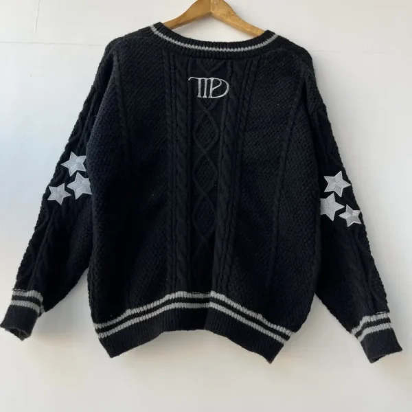 Cardigan invernale in cotone con vestibilità ampia ricamato a stella calda da donna maglione cardigan lavorato a maglia kaki moda autunno donna Y2k 5