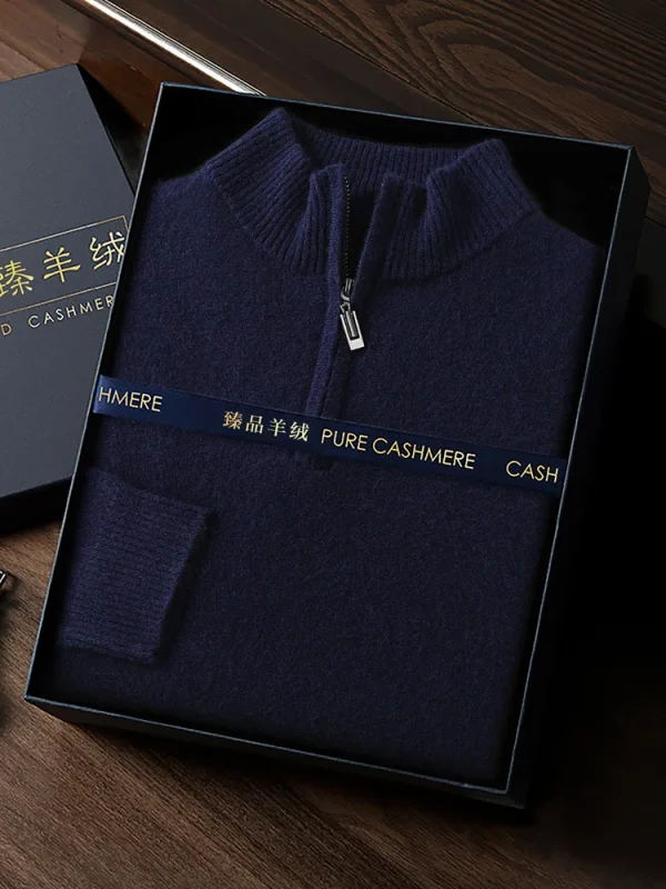 CHICUU Maglione da uomo in cashmere 100% con cerniera Pullover Collo a lupetto Manica lunga Maglieria basic in cashmere Autunno Inverno Abbigliamento Top 2
