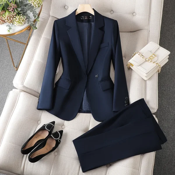 NAVIU grey Suits donna New Autumn Fashion Temerament professionale manica lunga Slim Blazer e pantaloni set Office Lady Work Wear 4