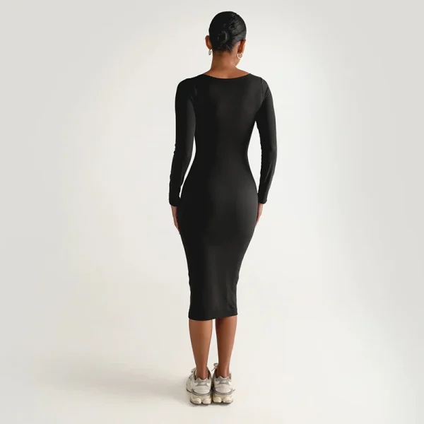 Autunno inverno donna tinta unita velluto manica lunga Skinny avvolto Hip Dress aderente Sexy Streetwear Party elegante Club 6