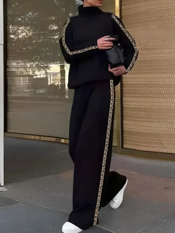 Missuoo 2025 Set di pantaloni casual primaverili per donna Felpa ampia con vestibilità ampia a righe laterali Camicia con colletto alla coreana Top e pantaloni a vita alta 1
