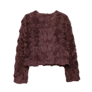 Cappotto da donna corto strutturato a forma di fiore moda manica lunga bottone a pressione capispalla femminile top chic 1