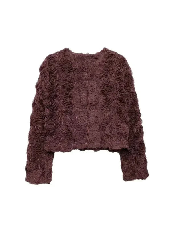 Cappotto da donna corto strutturato a forma di fiore moda manica lunga bottone a pressione capispalla femminile top chic 1