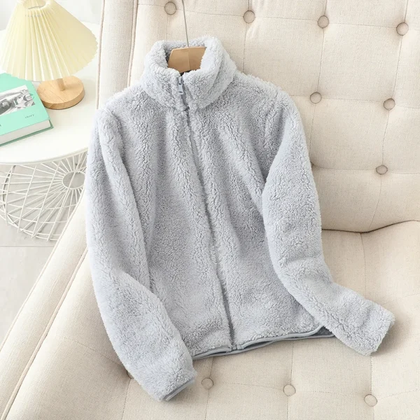Cappotto in pile da donna Giacca invernale calda addensata Abbigliamento su due lati Cappotti in pile di corallo in velluto double face Giacche in pile polare 4