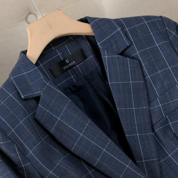 NAVIU Khaki Blu Plaid Abiti Donna Primavera 2025 Nuovo Prfessional High End Casual Blazer e Pantaloni Set Office Lady Abbigliamento da lavoro 5