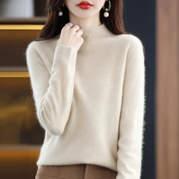 Maglione da donna in cashmere di lana merino al 100% maglione da donna a collo semi-alto a maniche lunghe nuovo pullover caldo in autunno e inverno. 4