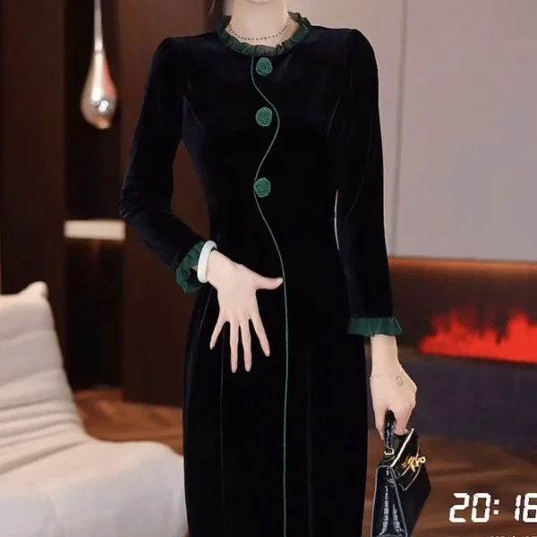 Abito cheongsam madre in stile cinese di fascia alta per l'autunno autunno e inverno Nuovo temperamento Abito slim fit e slim migliorato 5