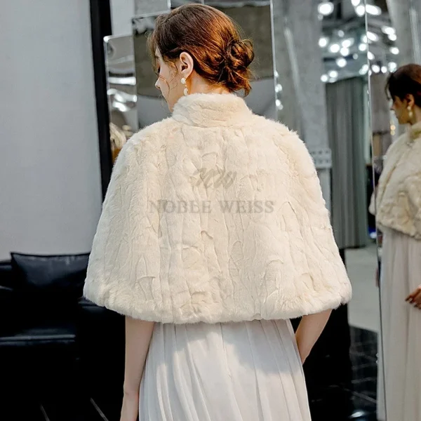 Mantello da sposa da donna in pelliccia sintetica, mantello invernale caldo da sera, mantello da damigella d'onore, giacca bolero da ballo 2