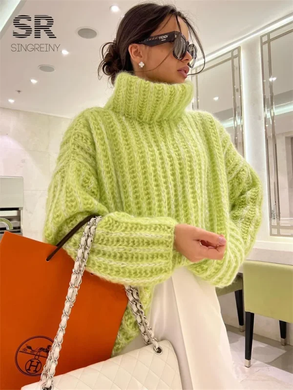 Singliny dolcevita Pullover lavorato a maglia donna capispalla invernale sciolto solido elegante manica lunga moda donna Casual maglione caldo top 1