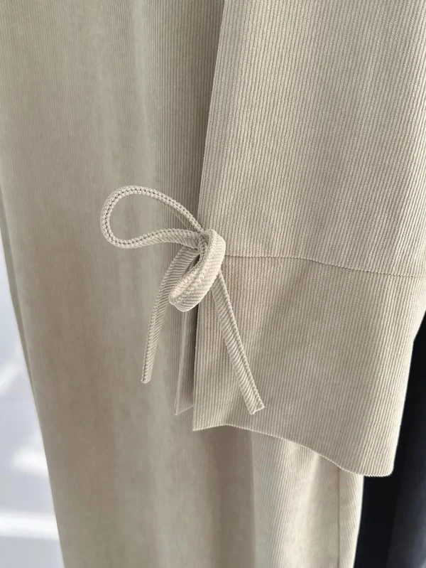Inverno Velluto A Coste Fiocco Nodo Manica Abaya Donne Abito Musulmano Abbigliamento Modesto Donne Abaya Femmes Robe Musulmane Robes Abiti di Preghiera 5
