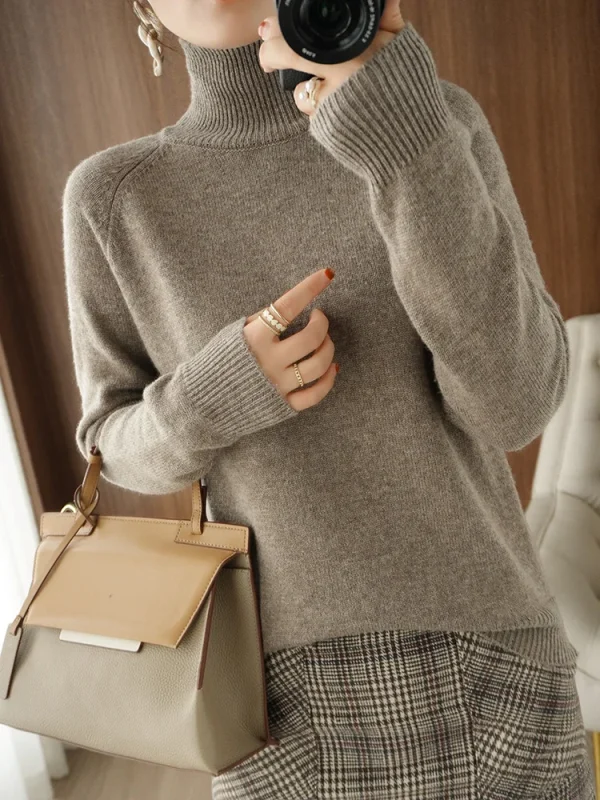 Moda basic autunno inverno maglione di lana merino collo finto pullover di cashmere tinta unita morbido manica lunga abbigliamento top 3