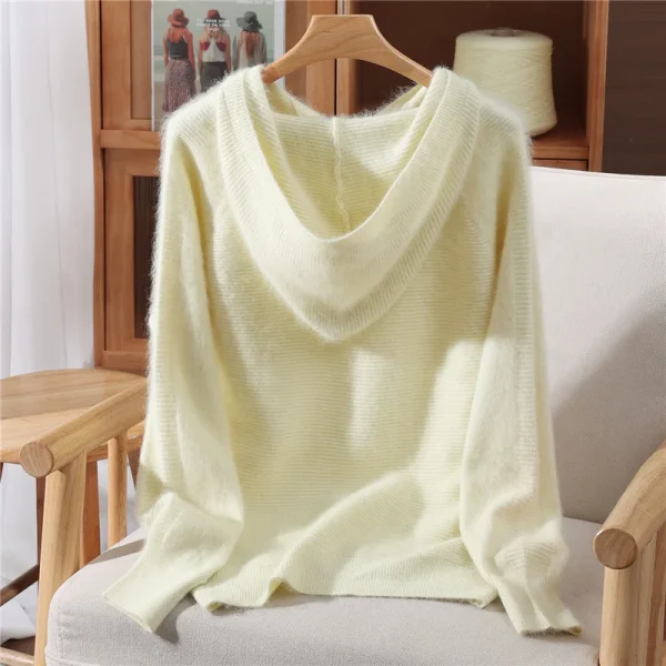 Felpa con cappuccio da donna, nuovi maglioni autunnali e invernali da donna, pullover con cappuccio lavorato a maglia in cashmere visone, top maglione elegante alla moda 2
