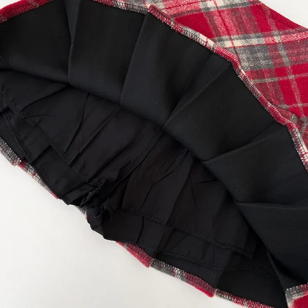 Gonna a pieghe scozzese autunno inverno Minigonna classica in tartan rosso di lana spessa da donna Abito natalizio Saia Feminina classico 4