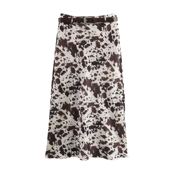 KONDALA 2025 Autunno Inverno Casual Stampa in raso Gonna lunga da donna Moda Elegante cerniera Telai Dritto Chic Gonne lunghe da donna 3