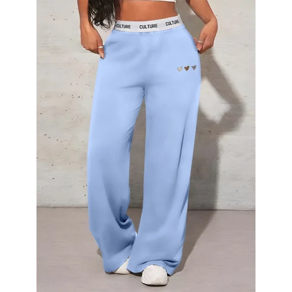 Pantaloni stampati Love da donna Pantaloni larghi da donna semplici casual autunnali e invernali Abbigliamento femminile ampio e confortevole 3