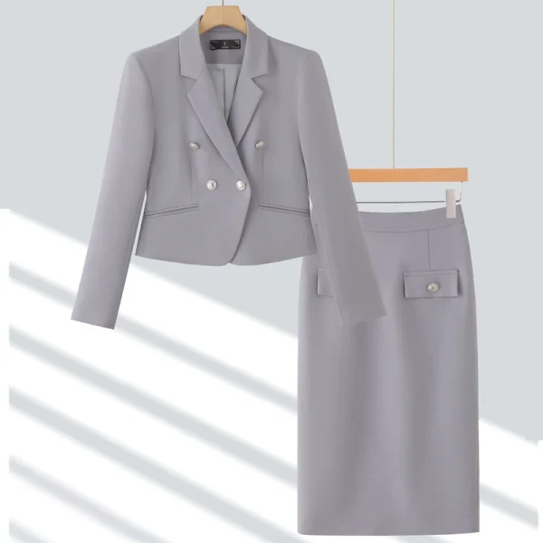 NAVIU Primavera High End Nuove donne Piccolo blazer corto Abito stile OL e mezza gonna Office Ladies Fashion Set da due pezzi Abbigliamento da lavoro 4