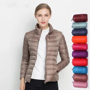 Giacca primaverile da donna Moda corta piumino ripiegabile ultraleggero 15 colori Piumino femminile caldo coreano Slim Fit Parka 5XL 1