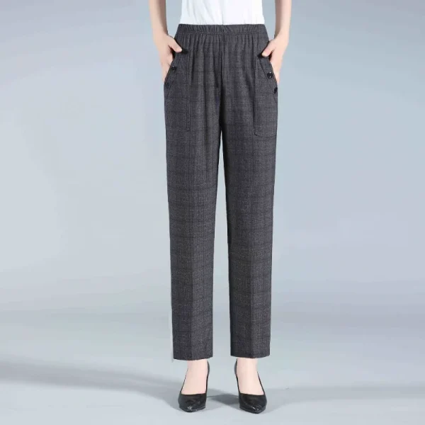 2023 autunno e inverno donna vita alta tasca bottone Patchwork pieghe allentate moda Casual elegante pendolare pantaloni gamba dritta 2