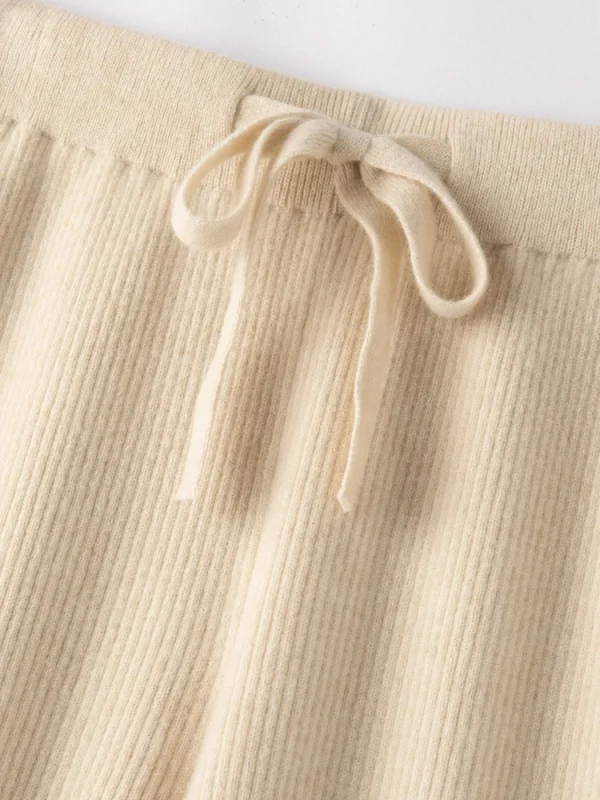 100% lana lavorata a maglia costole pesanti pantaloni larghi a gamba larga lunghezza del pavimento pantaloni All-match lana morbida donna autunno inverno pantaloni Casual #15 6