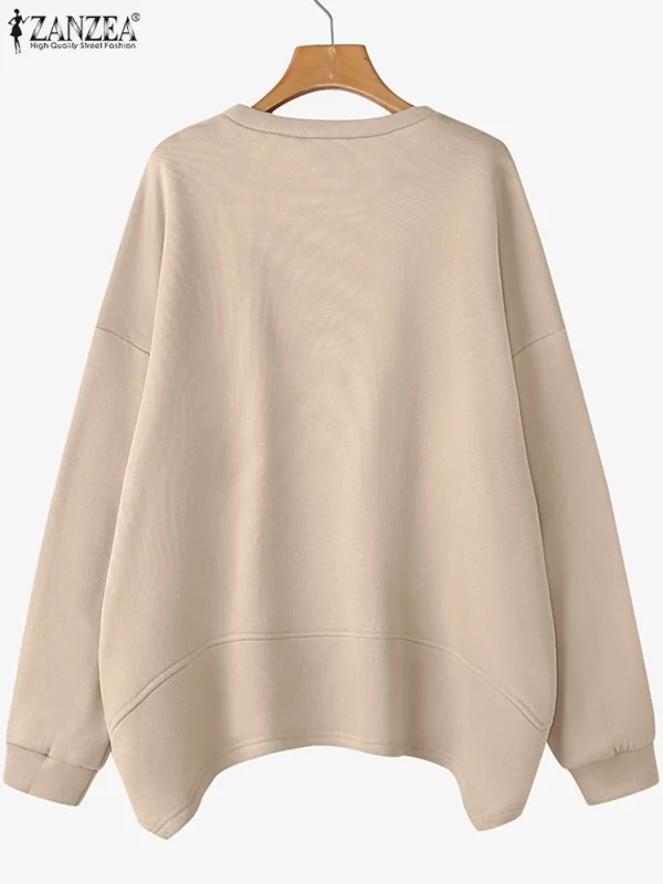 ZANZEA Moda Coreana Orlo Irregolare Pullover Casual Maglioni Allentati Donna Felpe di Colore Solido Vacanza Autunno Maglie a Manica Lunga 5