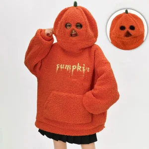 Y2k felpa con cappuccio oversize zucca divertente carino felpa con cappuccio abbigliamento agnello peluche maglione cappotto con cappuccio cartone animato autunno e inverno maglione sciolto 1