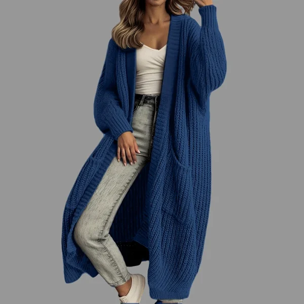 2025 Maglione da donna con tasche Cardigan Giacca lavorata a maglia Autunno all'uncinetto Cappotto lungo lungo invernale maxi caldo 5