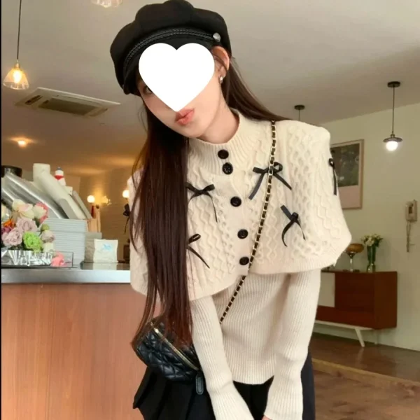 Set maglione lavorato a maglia alla moda collo mezzo alto senza maniche top fondo outfit inverno nuovo arrivo morbido stile delicato 2
