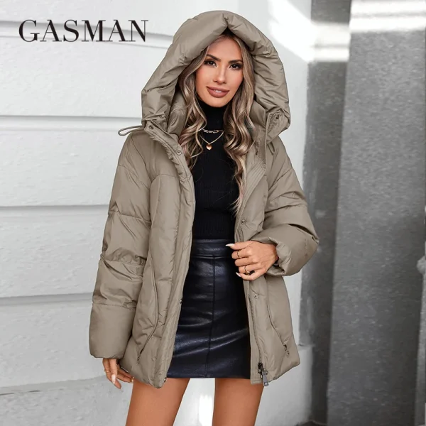 GASMAN 2024 Piumino invernale collezione Moda Solid Colletto rialzato Cappotto da donna Eleganza Giacche da donna con cappuccio 88613 2