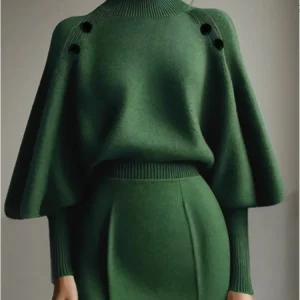 Freeacy da donna verde girocollo manica a palloncino vestibilità ampia maniche lunghe pullover 2025 autunno nuovo elegante maglione abbinato Top 1