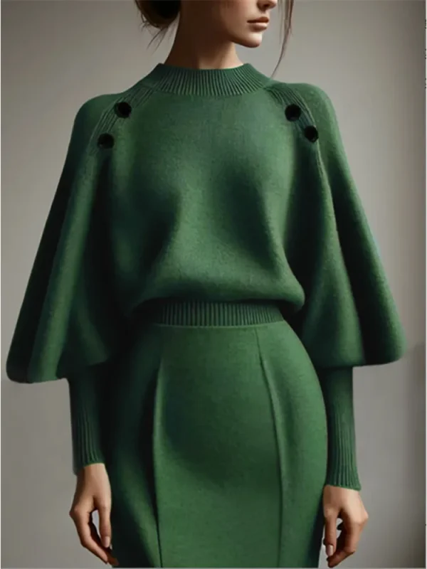 Freeacy da donna verde girocollo manica a palloncino vestibilità ampia maniche lunghe pullover 2025 autunno nuovo elegante maglione abbinato Top 1