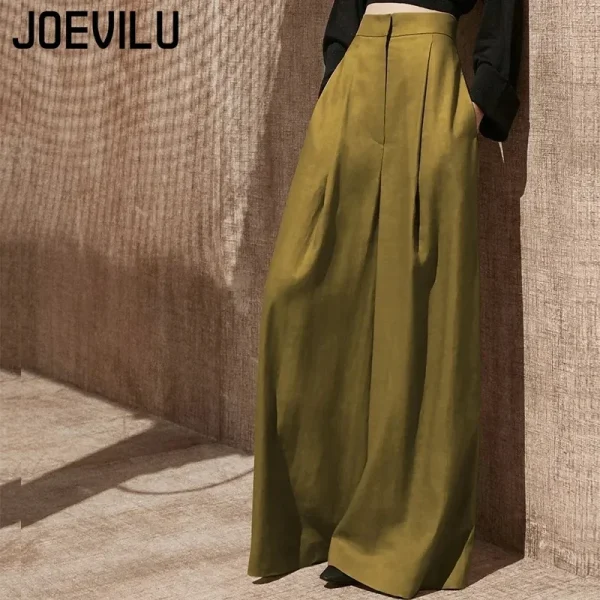 Pantaloni a gamba larga a vita alta Primavera/Autunno Sottili Mop da pavimento casual Pantaloni coreani alla moda da donna Pantaloni a gamba drappeggiati sottili Pantaloni streetwear 3