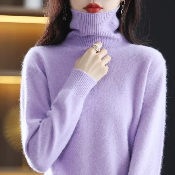 Nuovo abbigliamento donna per autunno/inverno 2024 100% visone peluche dolcevita Pullover maglione donna Cashmere maglione Dbr-018 5