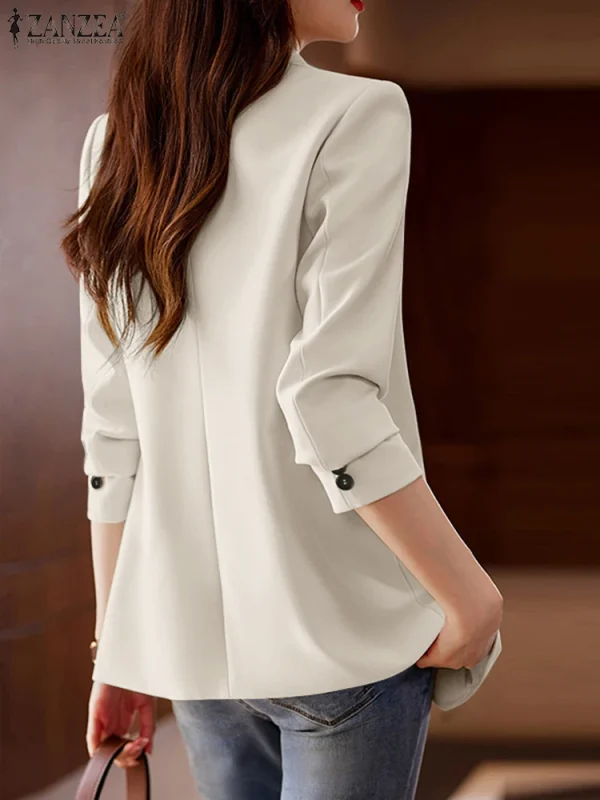 2025 Donna Autunno OL Giacca da lavoro ZANZEA Moda Risvolto Collo Manica lunga Solid Blazer Sottile Outwears Abiti Casual Bottoni Giacche 4