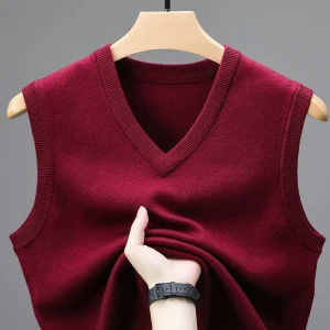 2025 nuova primavera autunno 6 lana senza maniche gilet di cashmere uomo maglione da lavoro tinta unita lavorato a maglia gilet maschile pullover di alta qualità 1