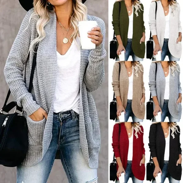 Cardigan da donna moda autunno maglione lavorato a maglia Harajuku giacca basic Ropa Mujer capispalla cappotto sottile streetwear nuovo abbigliamento donna 6