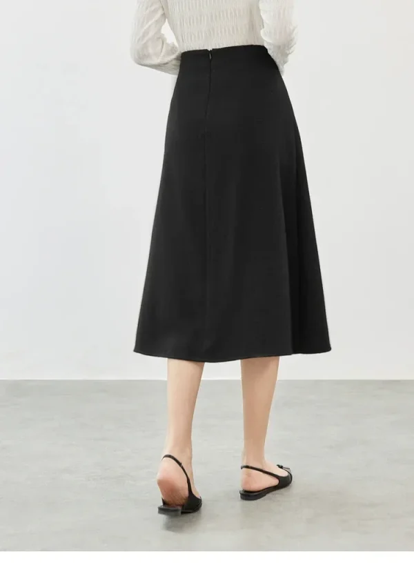 SENTUBILA A-Line Gonna nera Donna 2025 Moda invernale Vita alta Gonna di media lunghezza Pendolarismo Gonna basic solida Donna 144Q57401 3