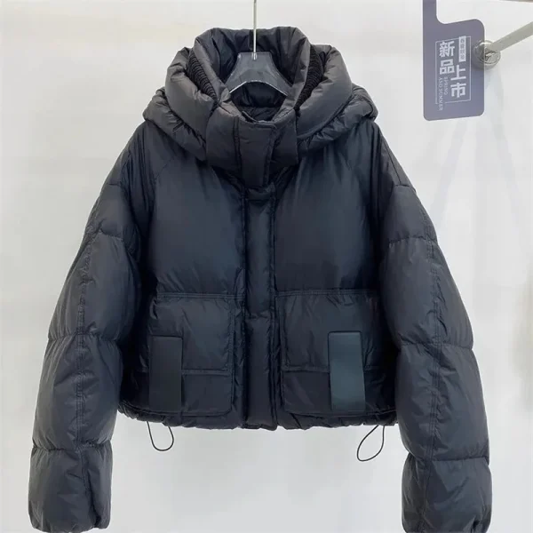 Parka da donna Inverno Avvertimento Giacca da donna allentata casual Piumini Giacca invernale da donna oversize solida Piumino in morbido cotone 4