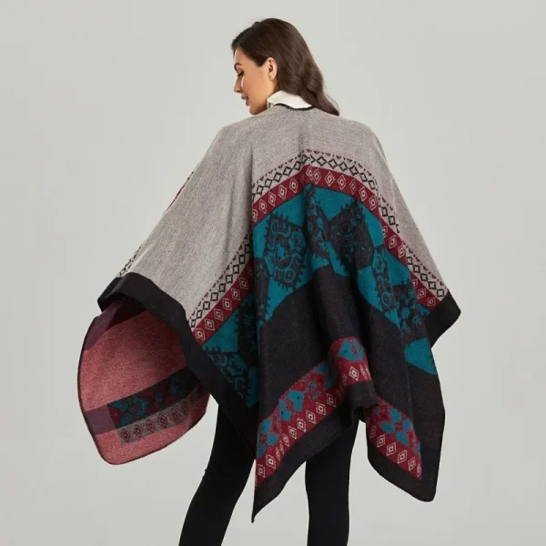 Moda invernale Poncho Donna Mantelle Sciarpa Imitazione Cashmere Sciarpe da donna Scialli caldi Avvolge Donna Poncho Bufanda Mujer Foulard 4