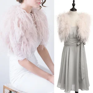 Lussuosa pelliccia di struzzo piuma Boleros scialle di pelliccia da sposa matrimonio Shrug cappotto sposa inverno festa di nozze Boleros 1