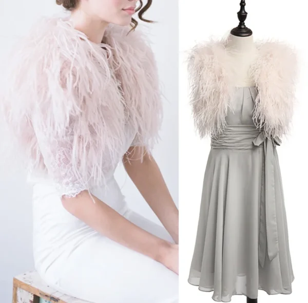 Lussuosa pelliccia di struzzo piuma Boleros scialle di pelliccia da sposa matrimonio Shrug cappotto sposa inverno festa di nozze Boleros 1