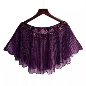 Pashmina a rete in pizzo con paillettes lucide da donna Primavera Estate Vintage Performance Protezione solare Scialle per feste Colletto a mantello R2662 1