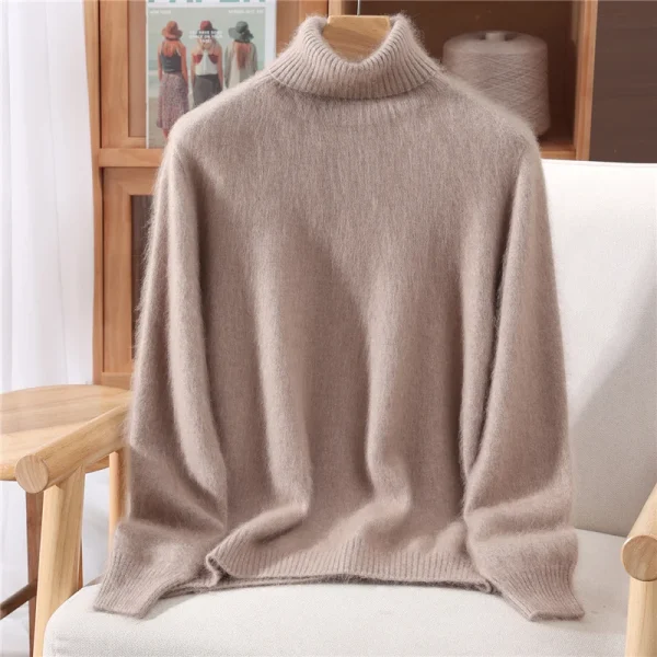 Donna 100% visone maglione di cashmere dolcevita pullover strato base multicolore maglieria autunno inverno slim basic alta resistenza top 3