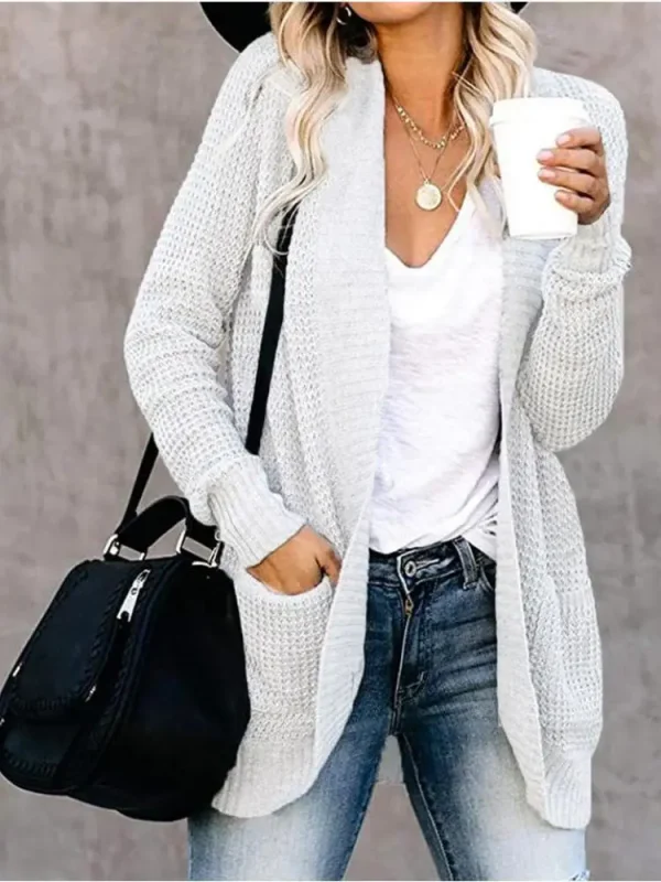 Cardigan alla moda autunno e inverno maglione lavorato a maglia da donna nuovo abbigliamento casual allentato anteriore curvo da donna 2