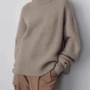 Maglione di cashmere allentato di grandi dimensioni donna coreana di media lunghezza 100% pura lana merino lavorata a maglia pullover francese 2024 maglione autunno inverno 1