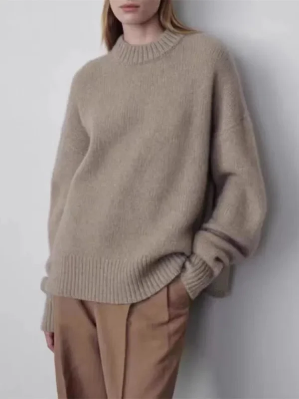 Maglione di cashmere allentato di grandi dimensioni donna coreana di media lunghezza 100% pura lana merino lavorata a maglia pullover francese 2024 maglione autunno inverno 1