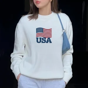 Donne USA lettere stampa grafica Casual estetica maglioni Vintage moda autunno inverno Harajuku Streetwear vestiti classici 1