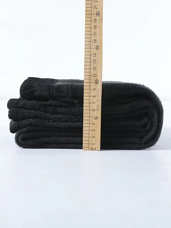 Pantaloni in denim skinny con bottoni addensati Inverno più jeans svasati divisi foderati in velluto Vita alta Vaqueros caldi Pantalones casual coreani 4