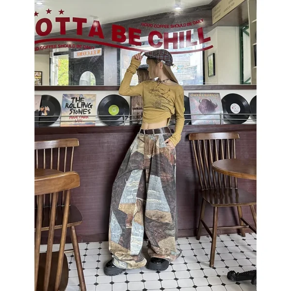 Donne Khaki Y2k Jeans larghi Vintage Harajuku Caldo Thicke Oversize Jean Pantaloni Americano Retro 2000s Stile Fidanzato Denim Pantaloni 4